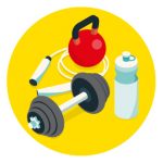 Icon of gym equipment to represent how to stay connected to family and friends
