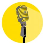 Icon of a microphone at a virtual standup comedy show to represent how to stay connected to family and friends