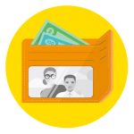 Icon of a wallet with cash inside to represent how to stay connected to family and friends