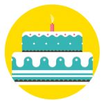 Icon of a birthday cake to represent how to stay connected to family and friends