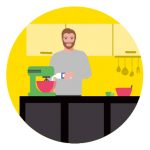 Icon of a man cooking to represent how to stay connected to family and friends